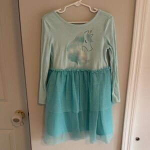 Cat & Jack Aqua Unicorn Long Sleeve Tutu Dress